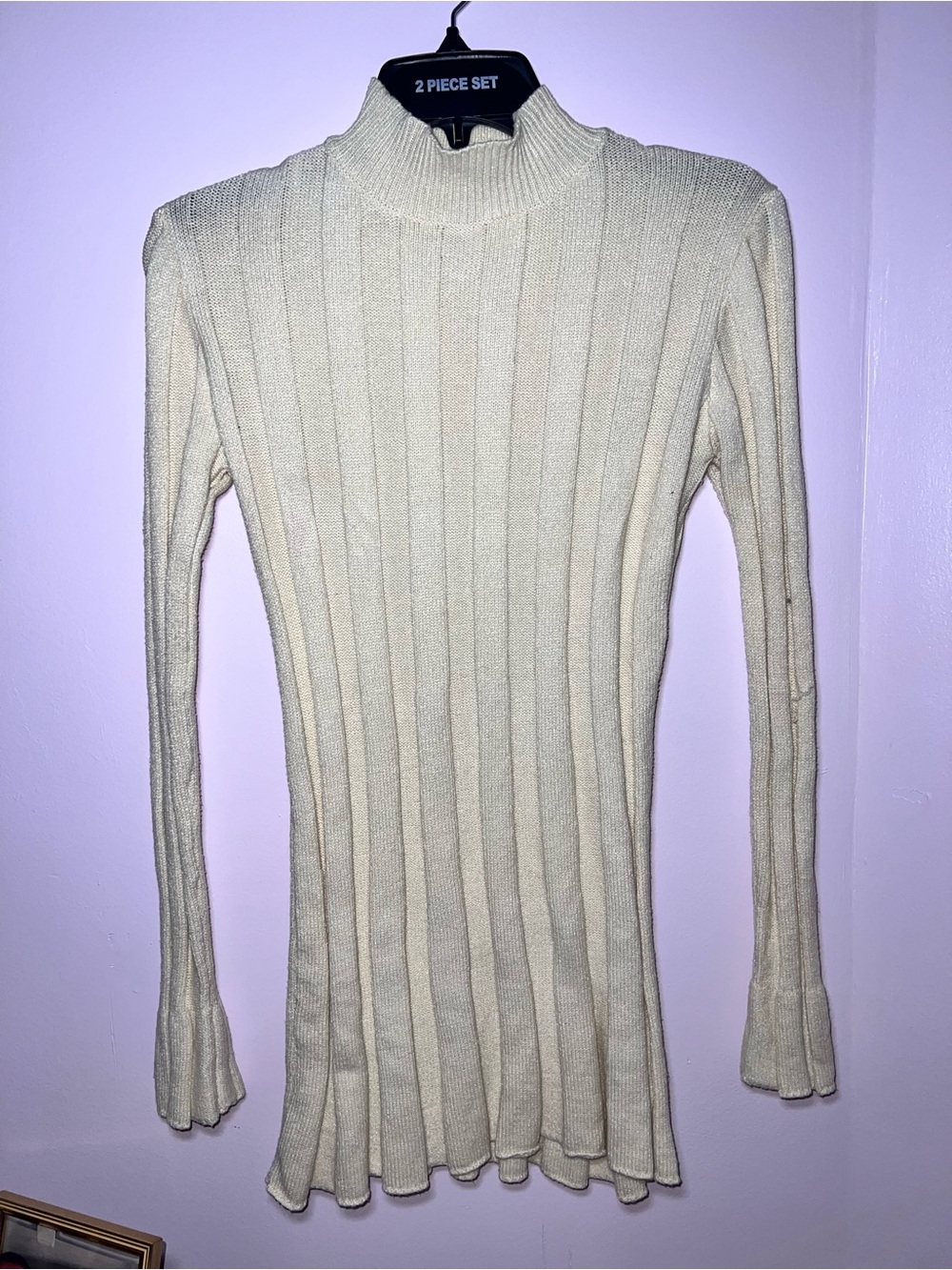 Princess Polly Cream Ribbed Mock Neck Sweater